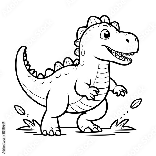 Vector illustration of a cute Spinosaurus doodle for kids colouring page © meastudios
