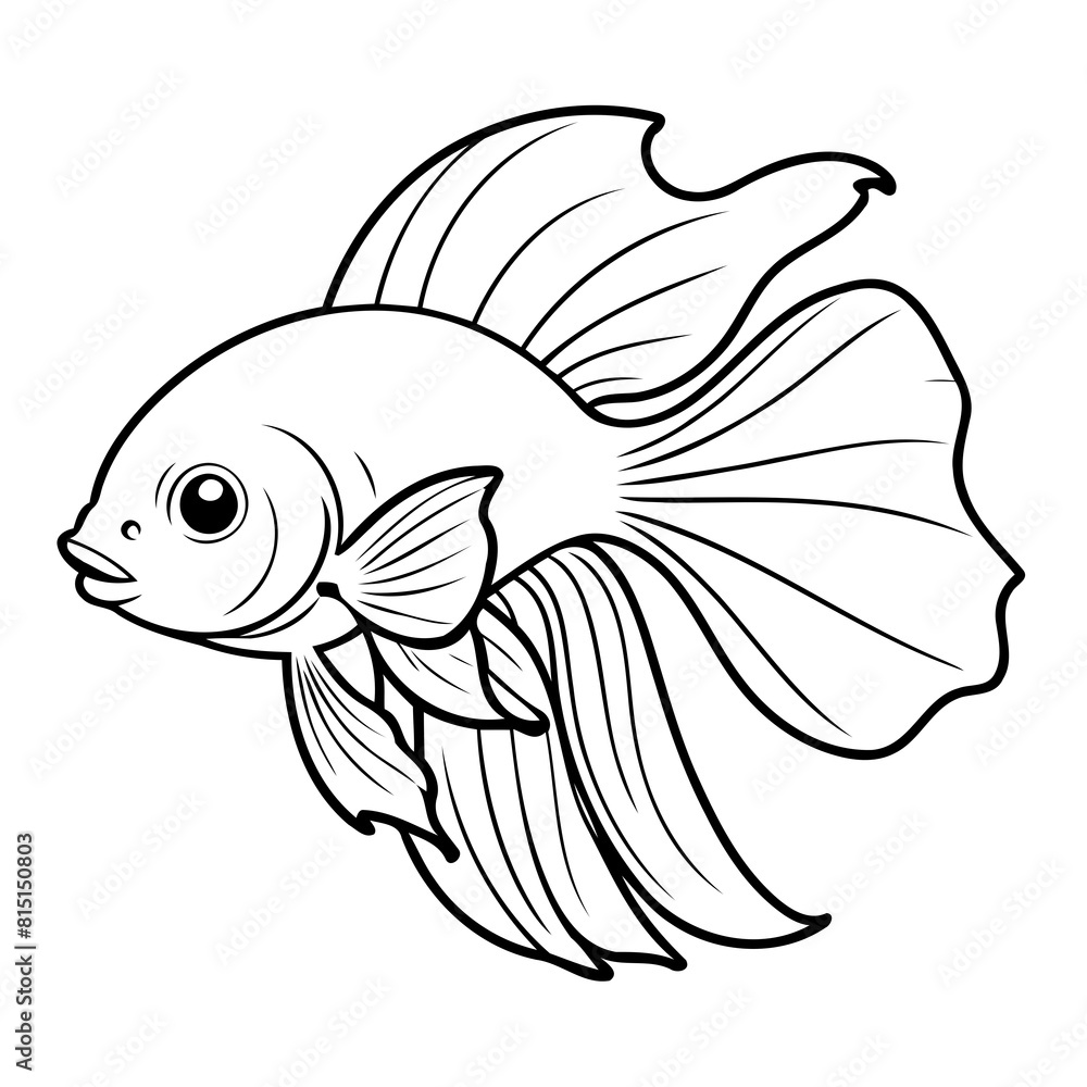 Vector illustration of a cute Betta drawing for toddlers book Vector illustration of a cute Betta drawing for toddlers book