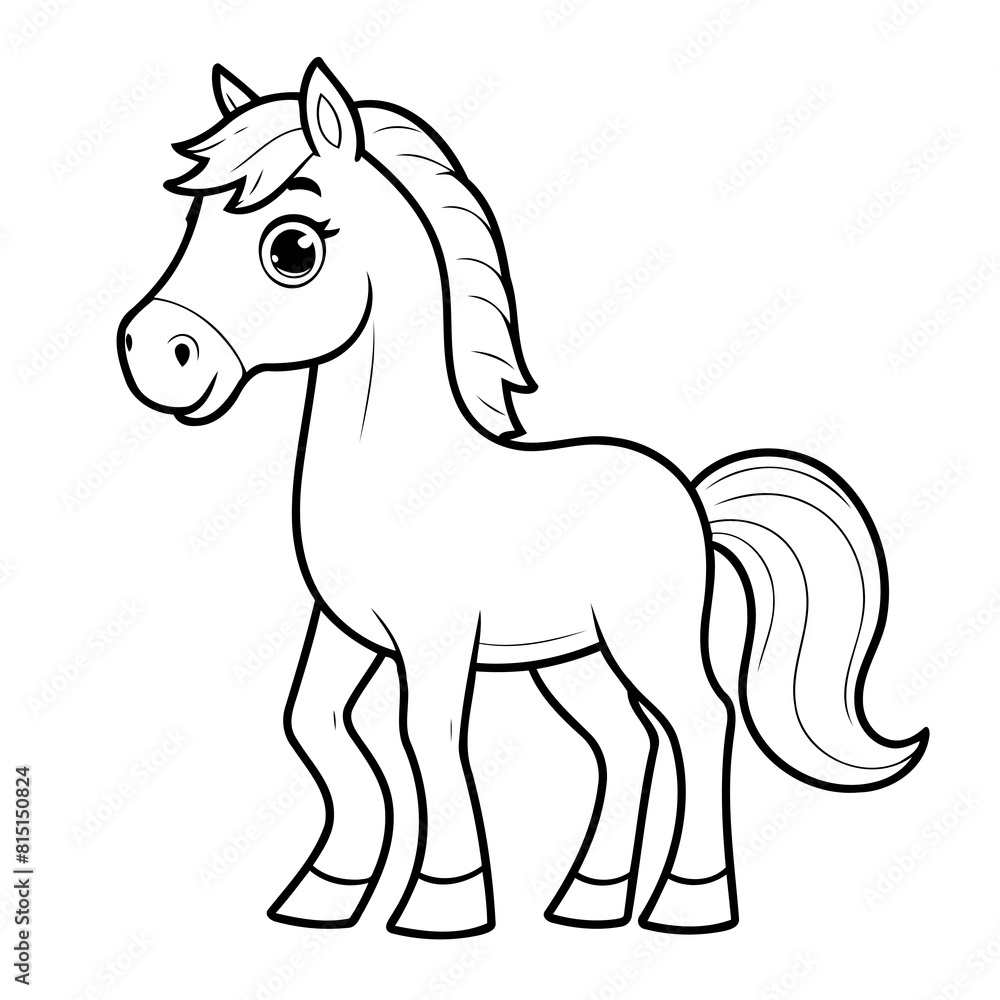 Cute vector illustration Horse for children colouring activity