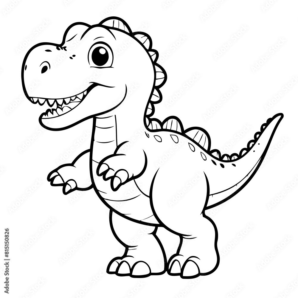 Fototapeta premium Cute vector illustration Spinosaurus drawing colouring activity