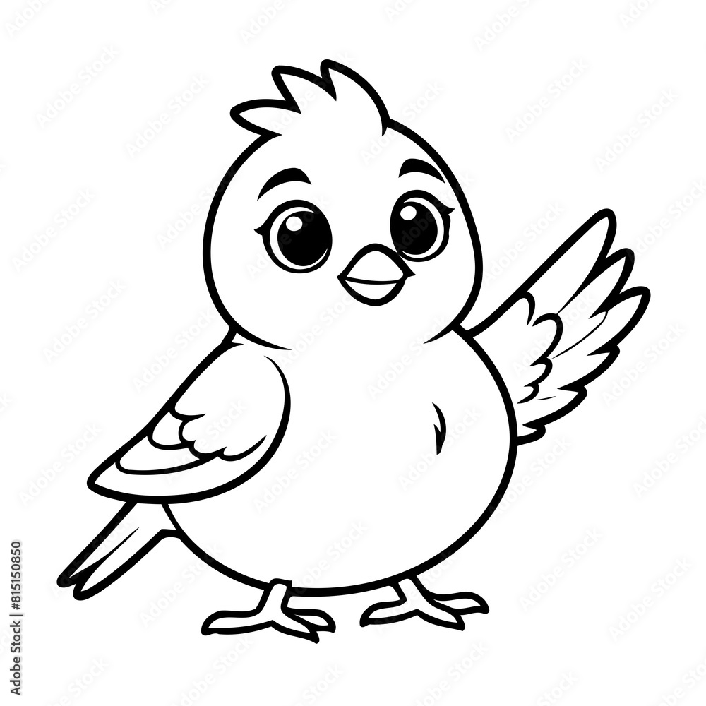Vector illustration of a cute Sparrow doodle for toddlers colouring page