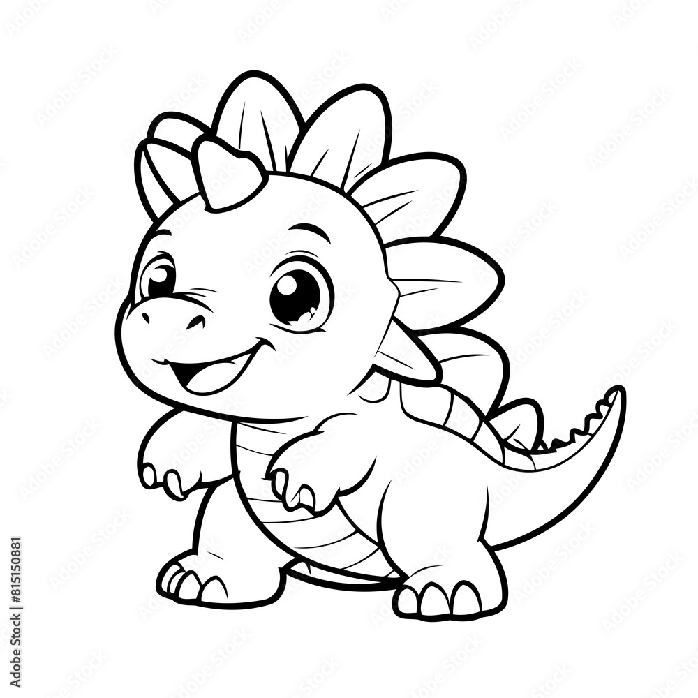 Simple vector illustration of Stegosaurus for kids colouring worksheet Simple vector illustration of Stegosaurus for kids colouring worksheet