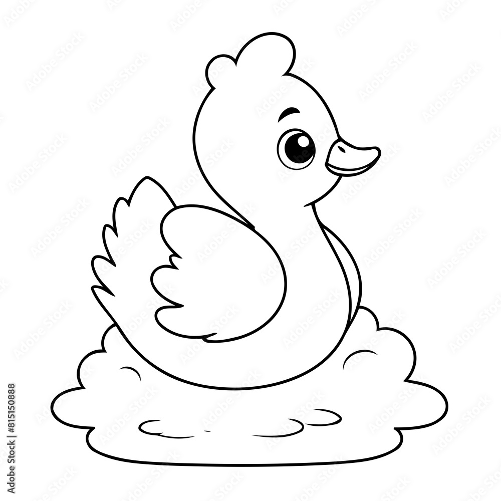 Vector illustration of a cute Swan drawing for kids colouring page Vector illustration of a cute Swan drawing for kids colouring page