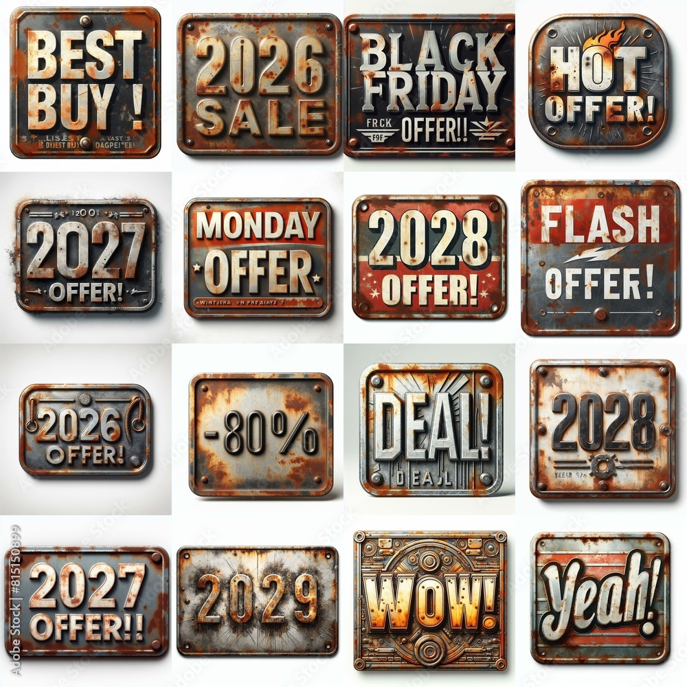Sale label Metal grunge and rusty. AI generated illustration Sale label Metal grunge and rusty. AI generated illustration
