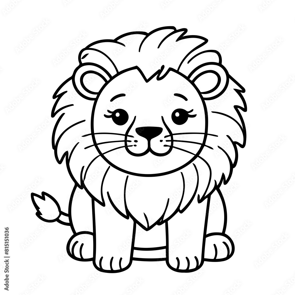 Simple vector illustration of Lion outline for colouring page Simple vector illustration of Lion outline for colouring page