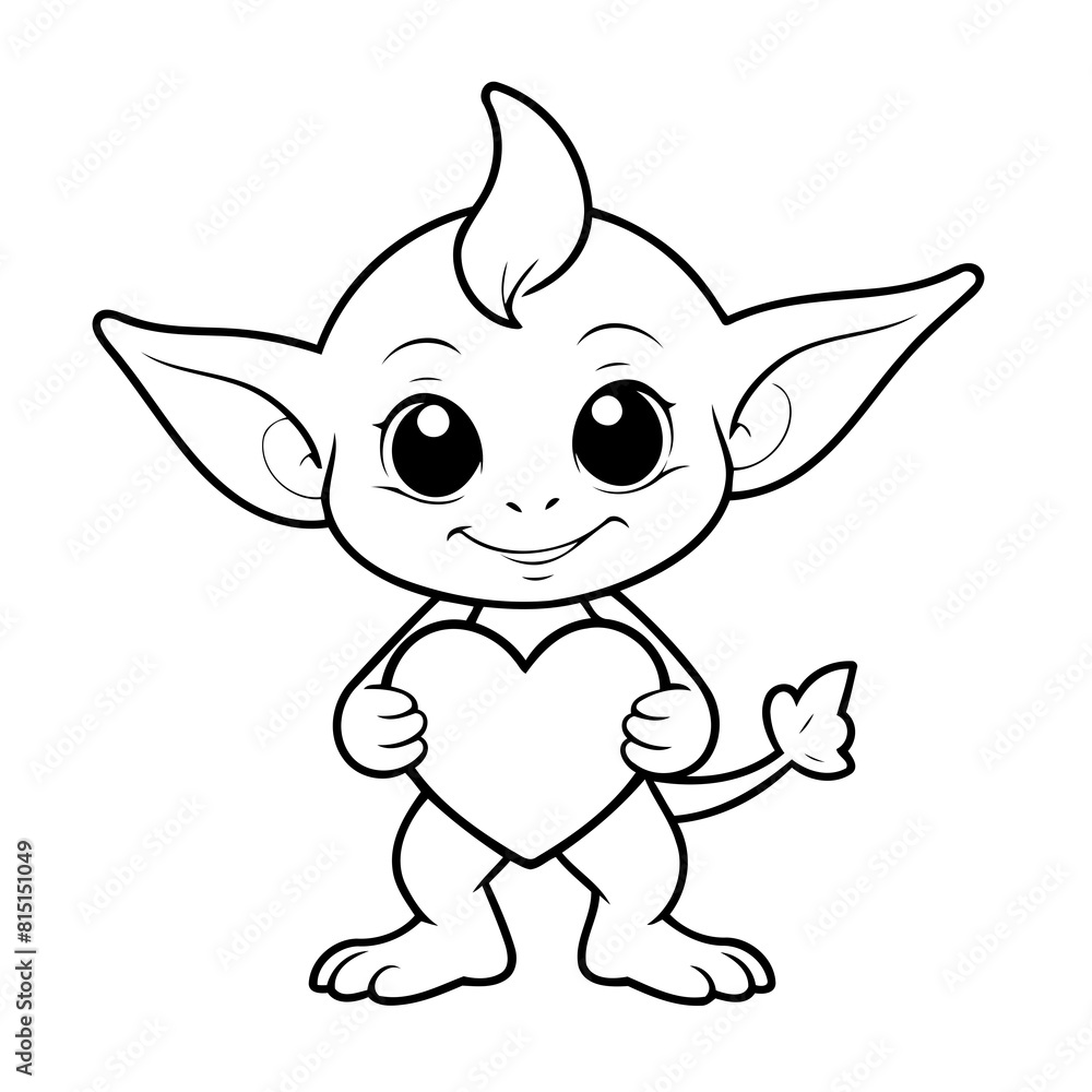 Cute vector illustration Goblin for toddlers colouring page Cute vector illustration Goblin for toddlers colouring page