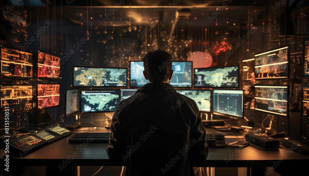 Highstakes scene of a hacker using sophisticated spyware to infiltrate a secure science facility, with a focus on the intense digital battle Highstakes scene of a hacker using sophisticated spyware to infiltrate a secure science facility, with a focus on the intense digital battle