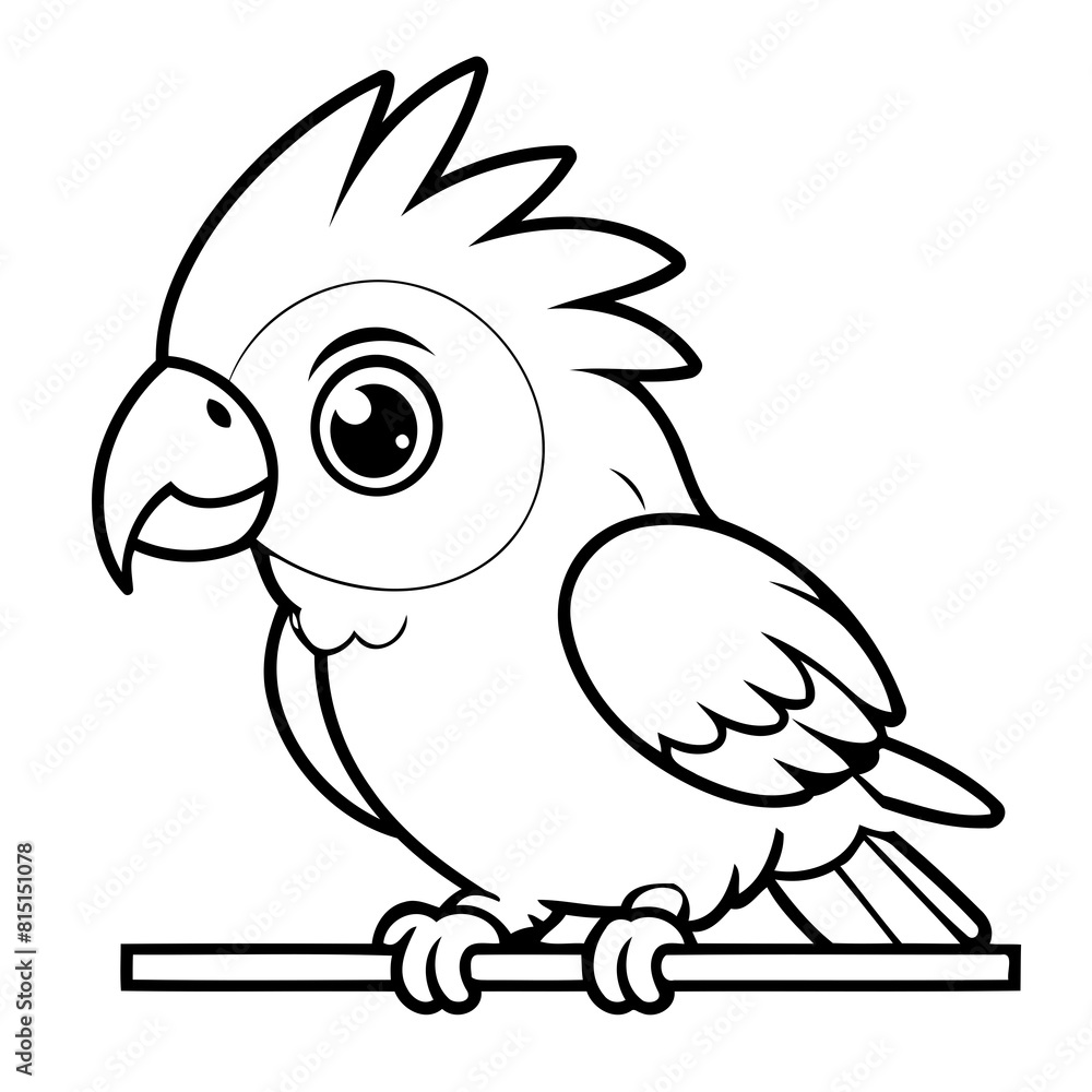Vector illustration of a cute Macaw doodle for kids coloring worksheet Vector illustration of a cute Macaw doodle for kids coloring worksheet