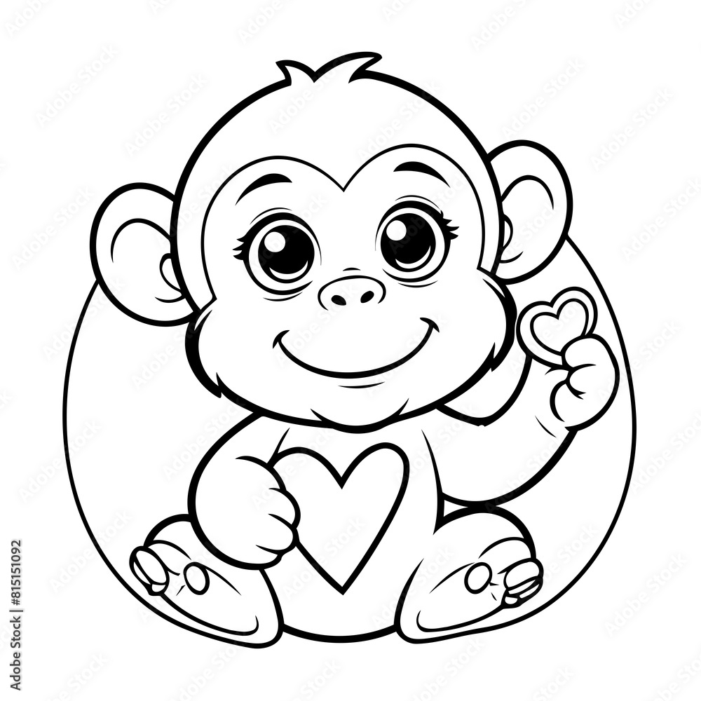 Simple vector illustration of Chimpanzee hand drawn for kids page Simple vector illustration of Chimpanzee hand drawn for kids page