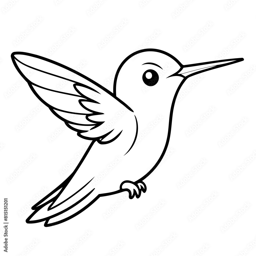 Vector illustration of a cute Hummingbird doodle for kids coloring worksheet Vector illustration of a cute Hummingbird doodle for kids coloring worksheet
