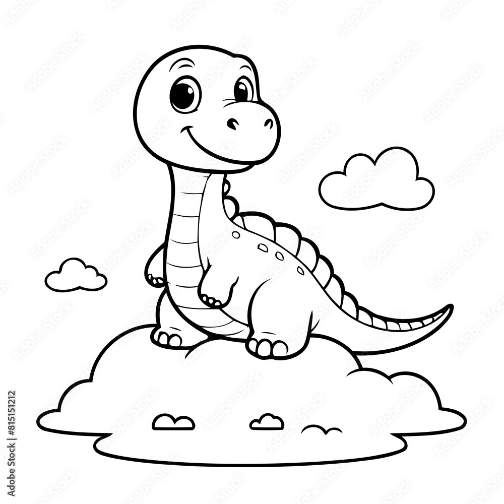 Cute vector illustration Diplodocus drawing colouring activity Cute vector illustration Diplodocus drawing colouring activity