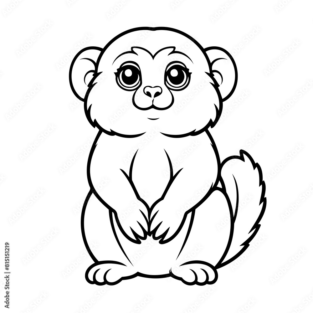 Vector illustration of a cute Marmoset doodle drawing for kids page Vector illustration of a cute Marmoset doodle drawing for kids page