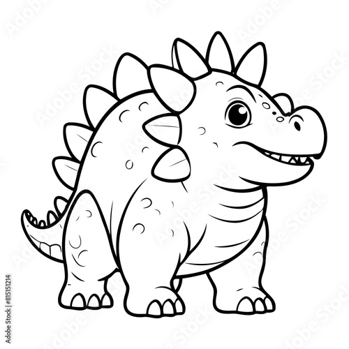 Vector illustration of a cute Ankylosaurus drawing for kids colouring page