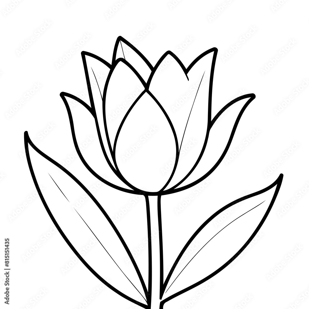 Vector illustration of a cute Tulip doodle for kids coloring worksheet Vector illustration of a cute Tulip doodle for kids coloring worksheet