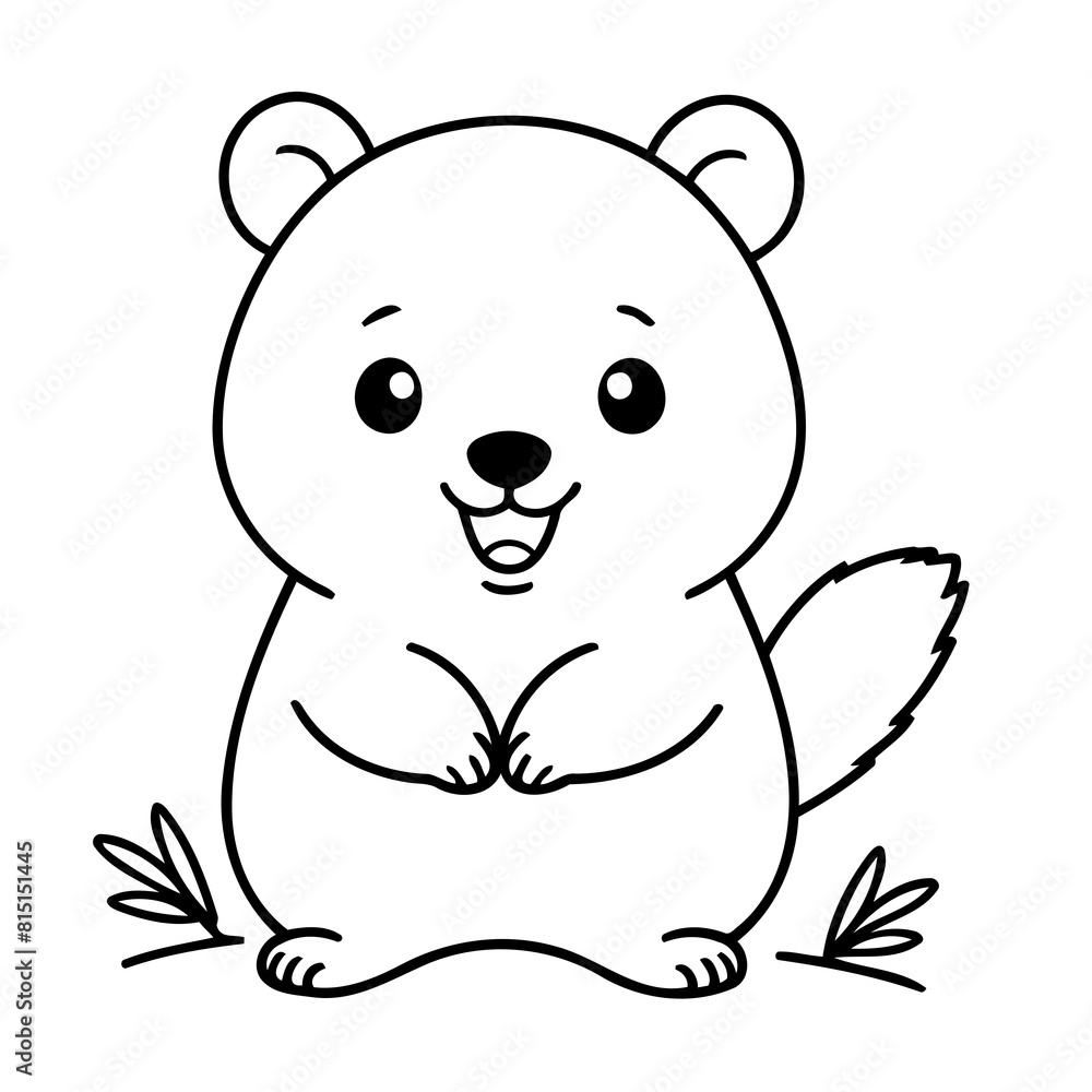 Fototapeta premium Vector illustration of a cute Quokka drawing for toddlers book