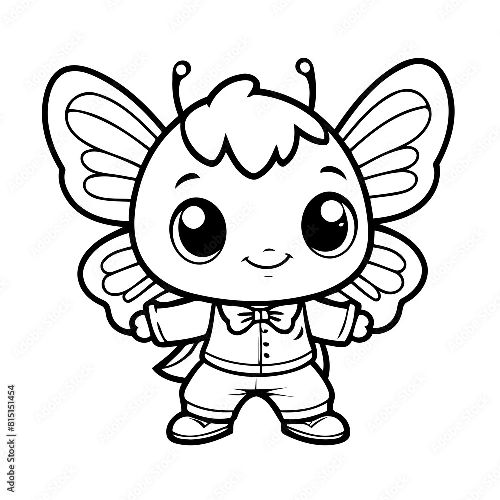 Vector illustration of a cute Butterfly drawing for toddlers colouring page Vector illustration of a cute Butterfly drawing for toddlers colouring page