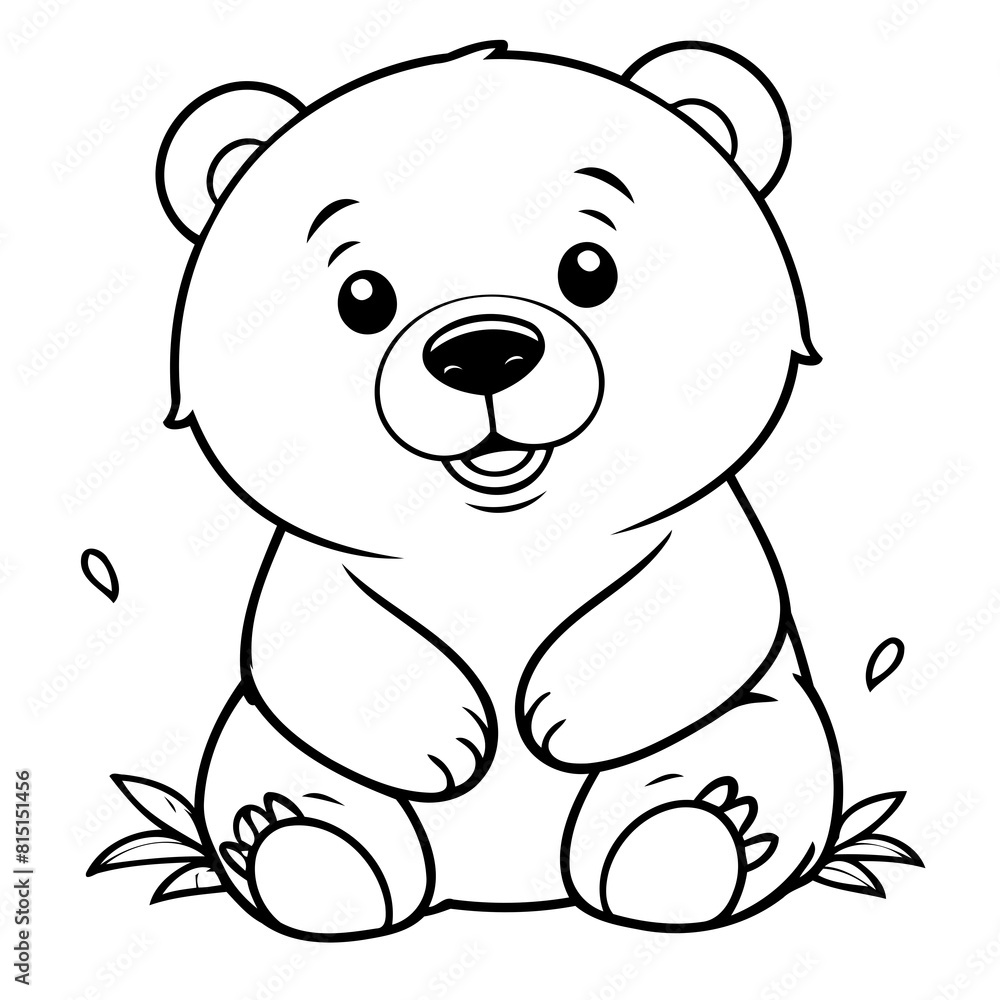 Vector illustration of a cute Bear drawing for children page
