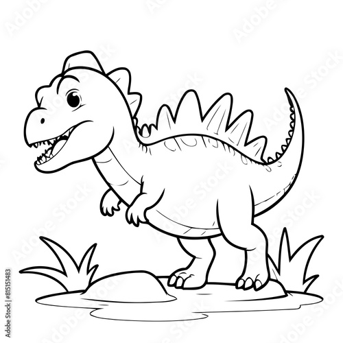 Cute vector illustration Spinosaurus doodle black and white for kids page