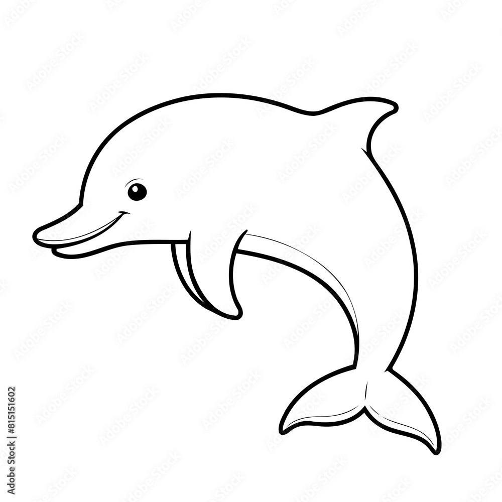 Fototapeta premium Simple vector illustration of Dolphin hand drawn for kids page