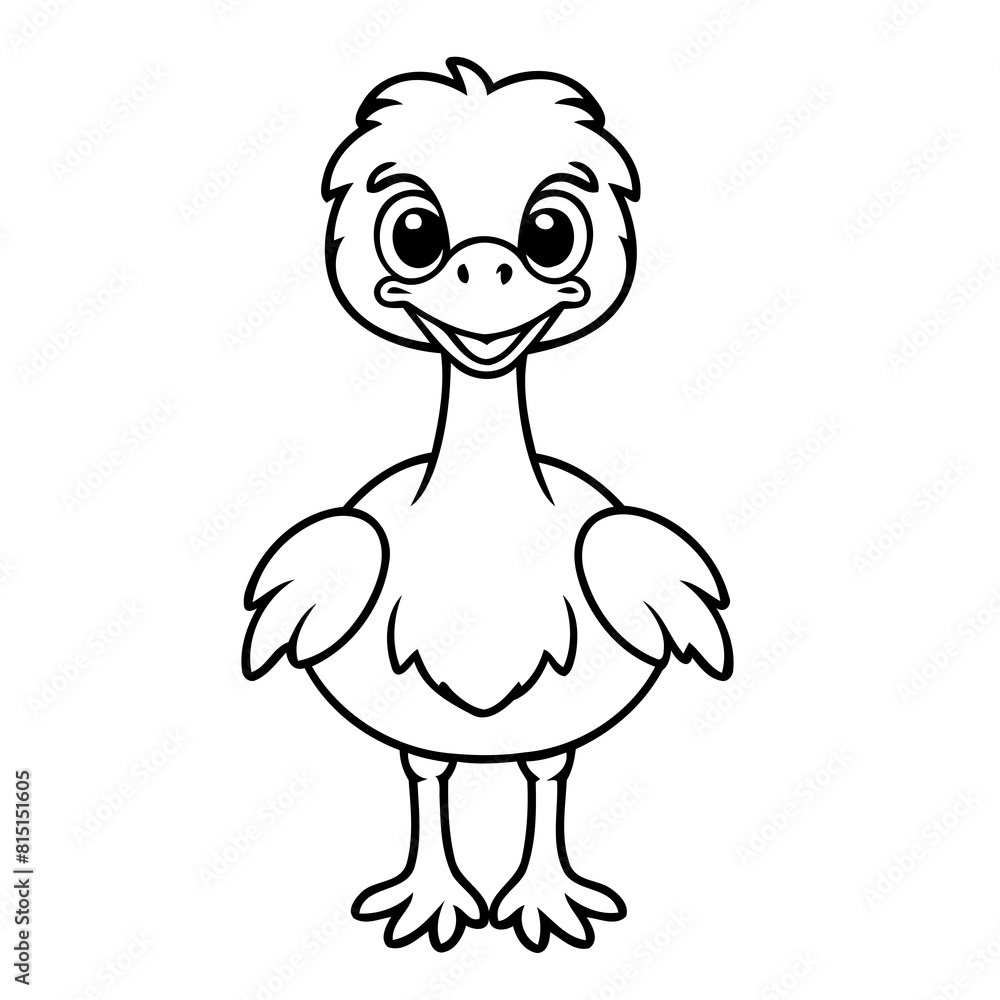 Cute vector illustration Ostrich for toddlers colouring page Cute vector illustration Ostrich for toddlers colouring page