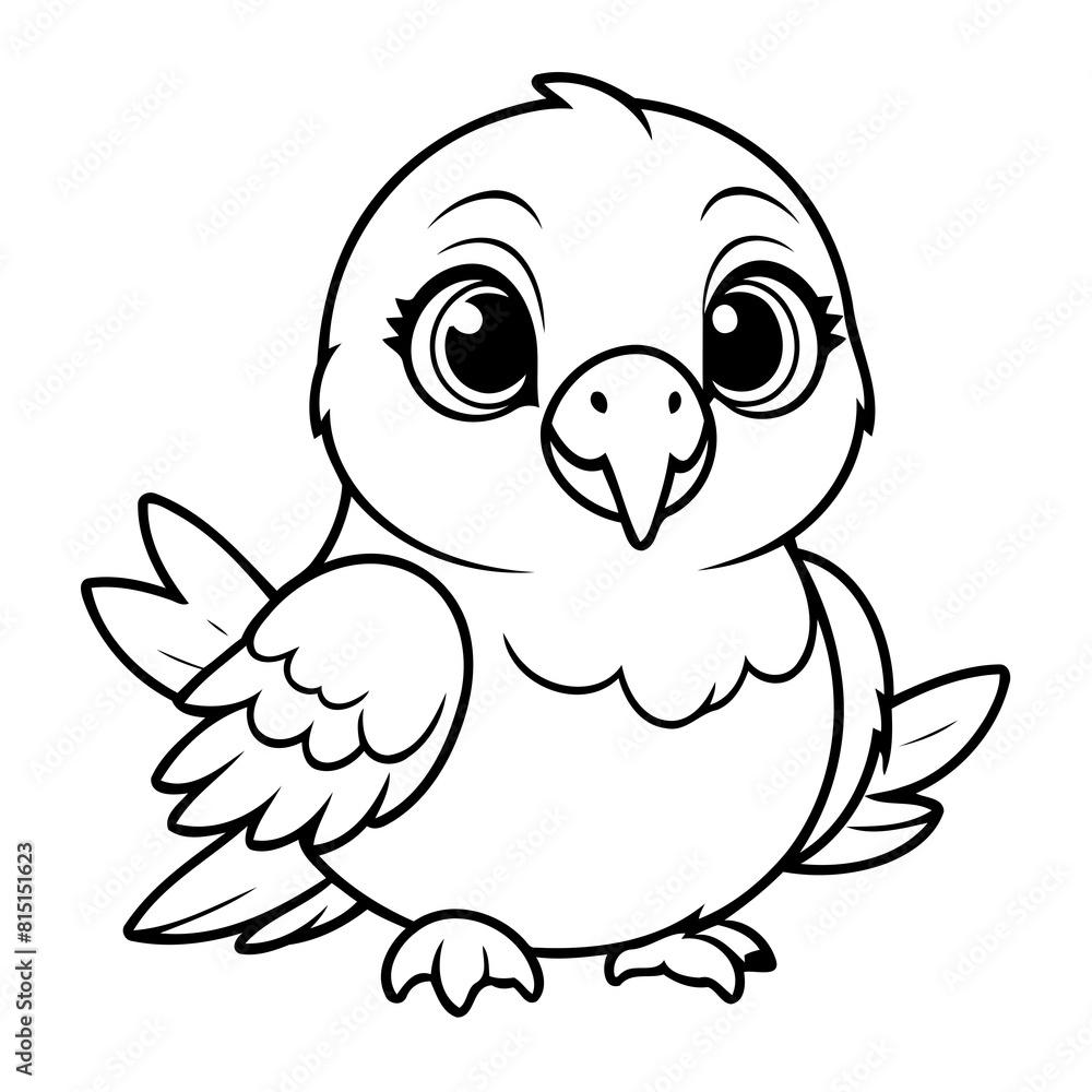Simple vector illustration of Parrot drawing for toddlers colouring page Simple vector illustration of Parrot drawing for toddlers colouring page