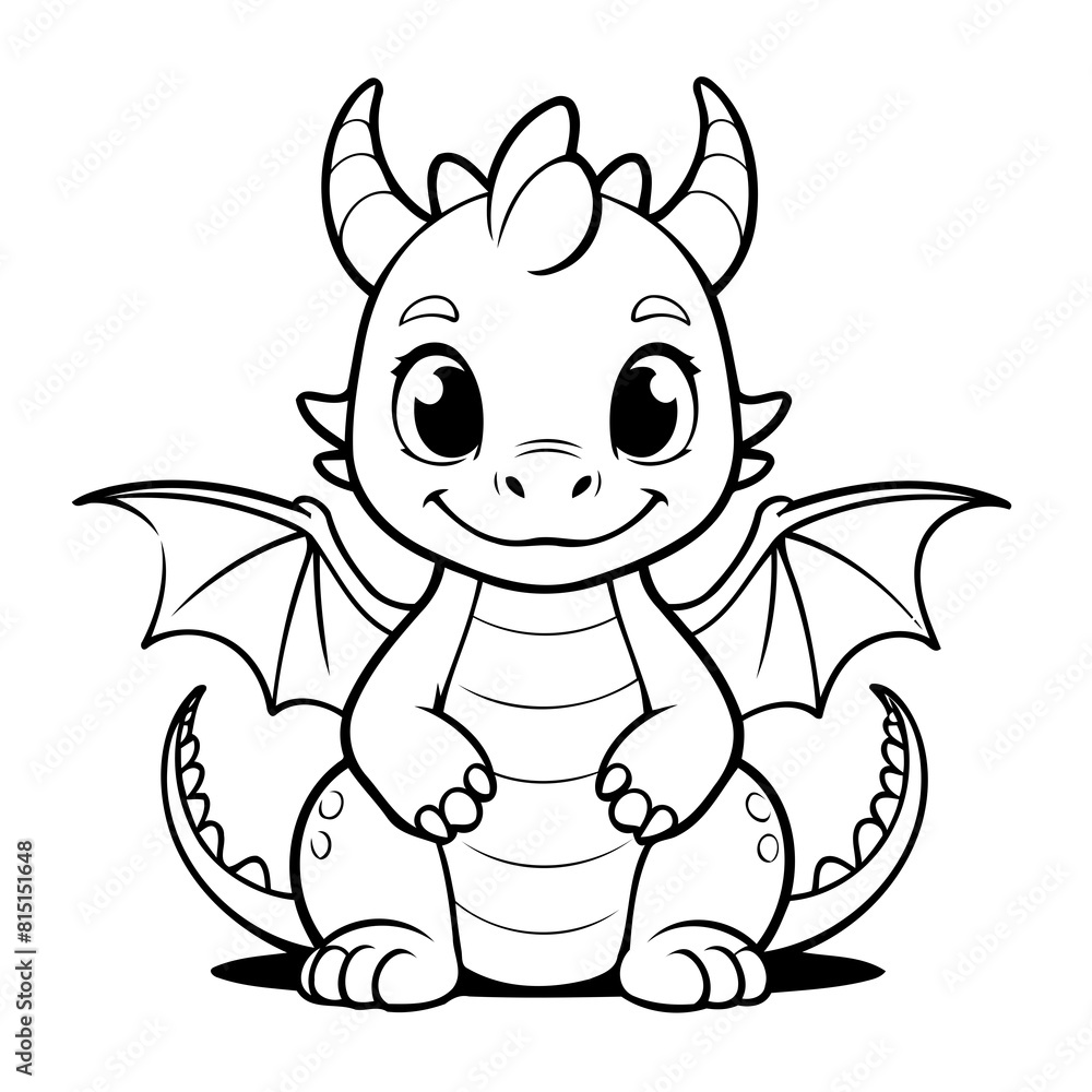 Simple vector illustration of Dragon hand drawn for toddlers