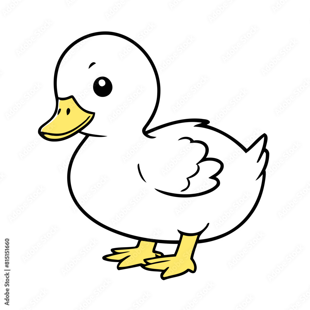 Cute vector illustration Duck doodle for kids colouring page Cute vector illustration Duck doodle for kids colouring page