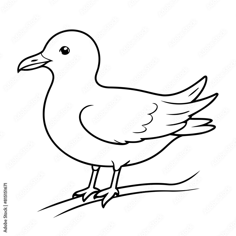 Fototapeta premium Simple vector illustration of Seagull for children colouring activity