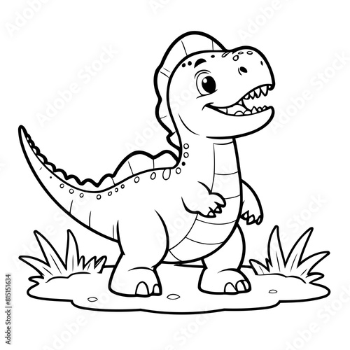 Vector illustration of a cute Spinosaurus drawing for children page