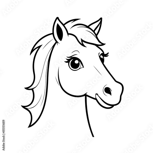 Simple vector illustration of Horse drawing colouring activity