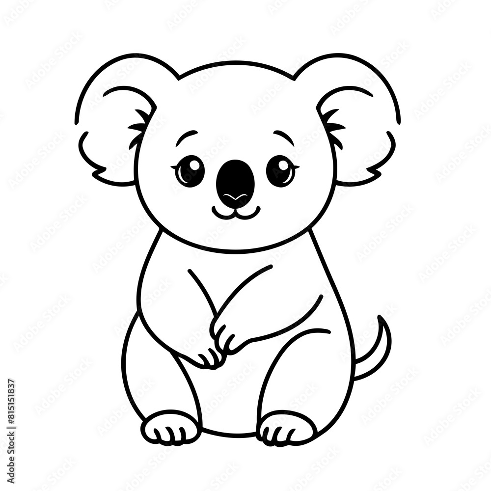 Vector illustration of a cute Koala drawing colouring activity Vector illustration of a cute Koala drawing colouring activity