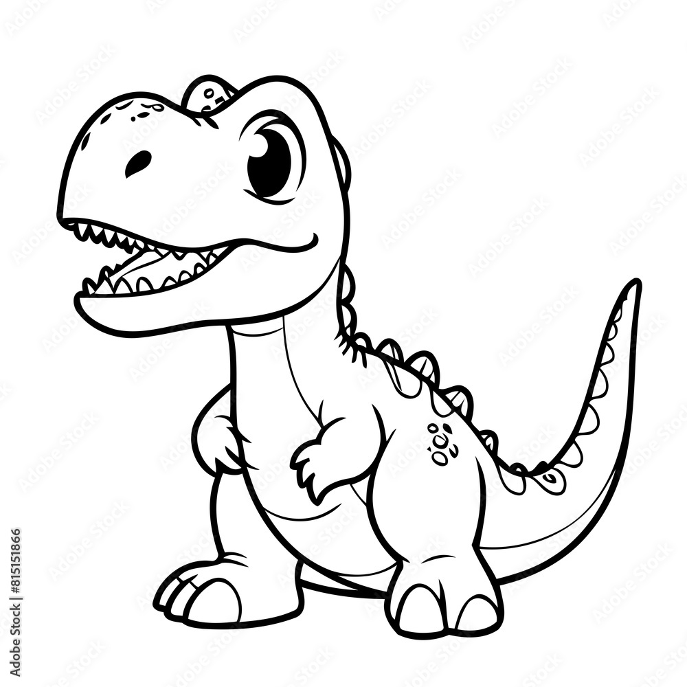 Naklejka premium Vector illustration of a cute Allosaurus drawing for colouring page