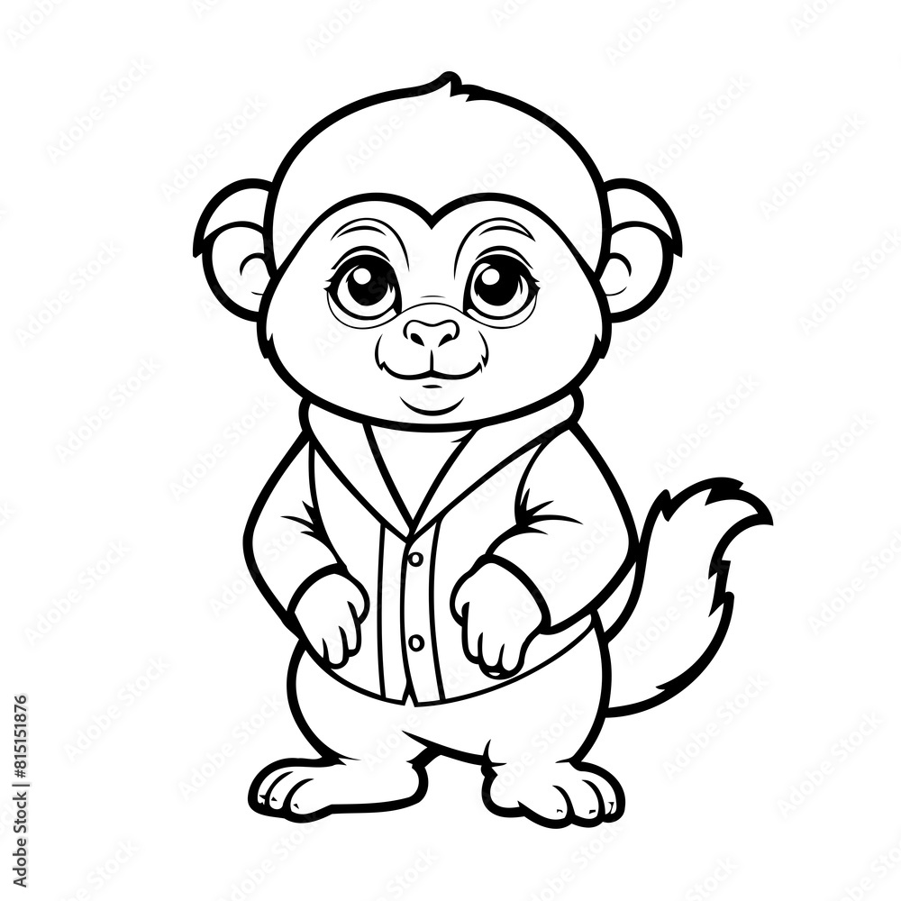 Vector illustration of a cute Marmoset drawing for colouring page Vector illustration of a cute Marmoset drawing for colouring page