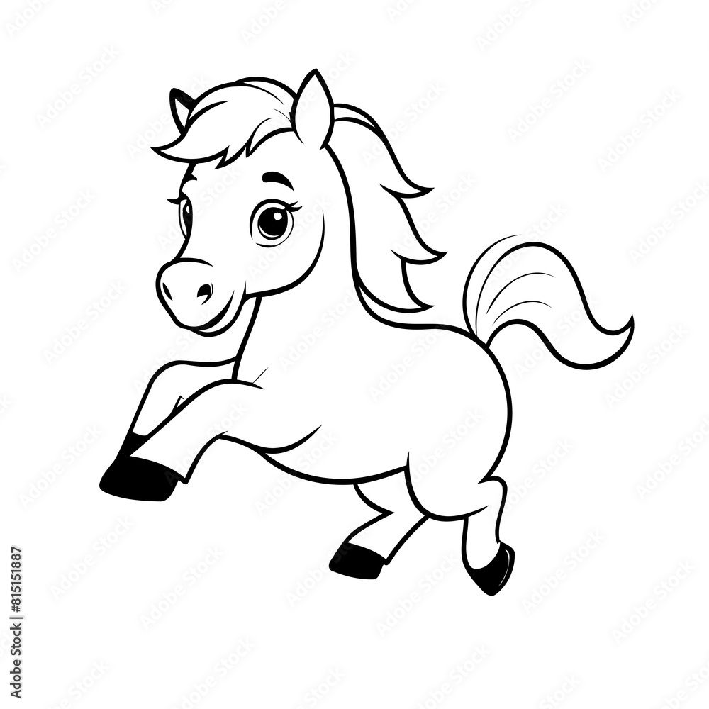 Fototapeta premium Vector illustration of a cute Horse drawing for kids colouring page