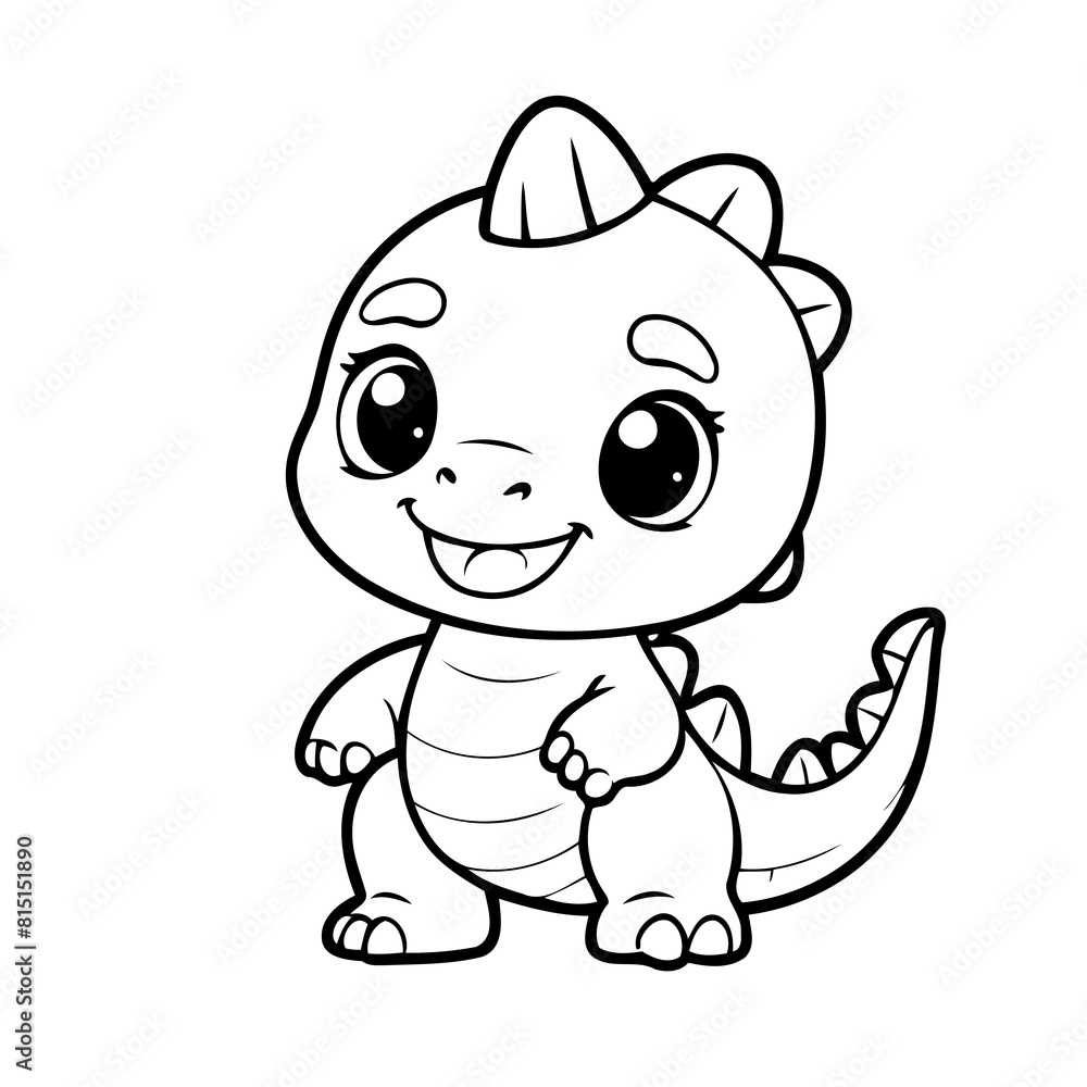 Simple vector illustration of Dino drawing for toddlers colouring page Simple vector illustration of Dino drawing for toddlers colouring page