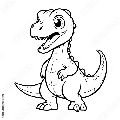 Simple vector illustration of Velociraptor hand drawn for kids page