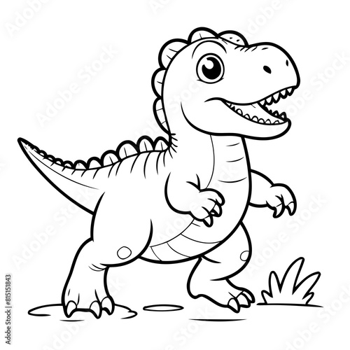 Cute vector illustration Allosaurus drawing for kids colouring activity