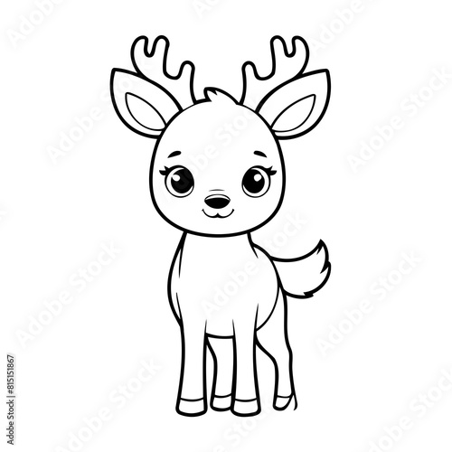 Vector illustration of a cute Deer drawing for colouring page