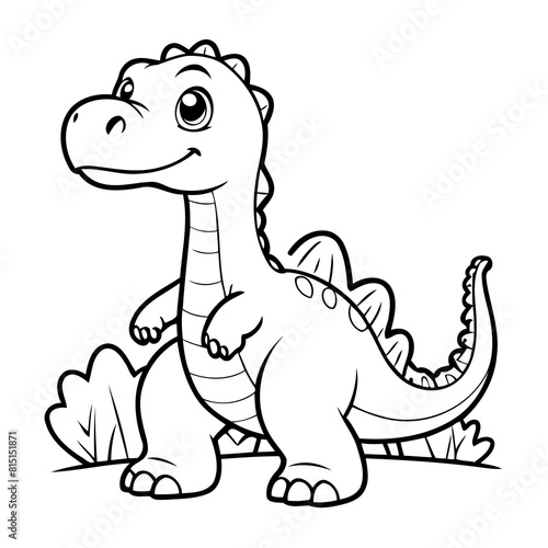 Vector illustration of a cute Diplodocus drawing for toddlers coloring activity