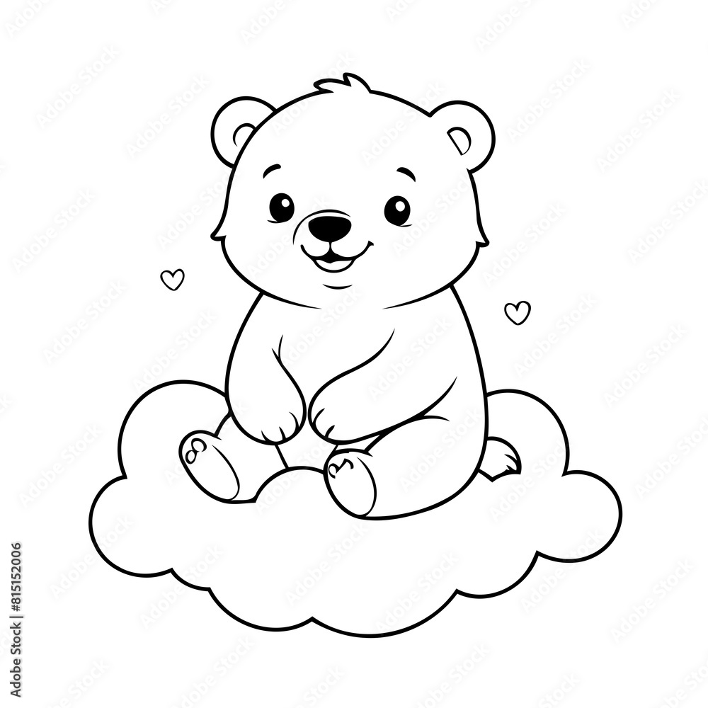 Fototapeta premium Cute vector illustration Bear for kids colouring page