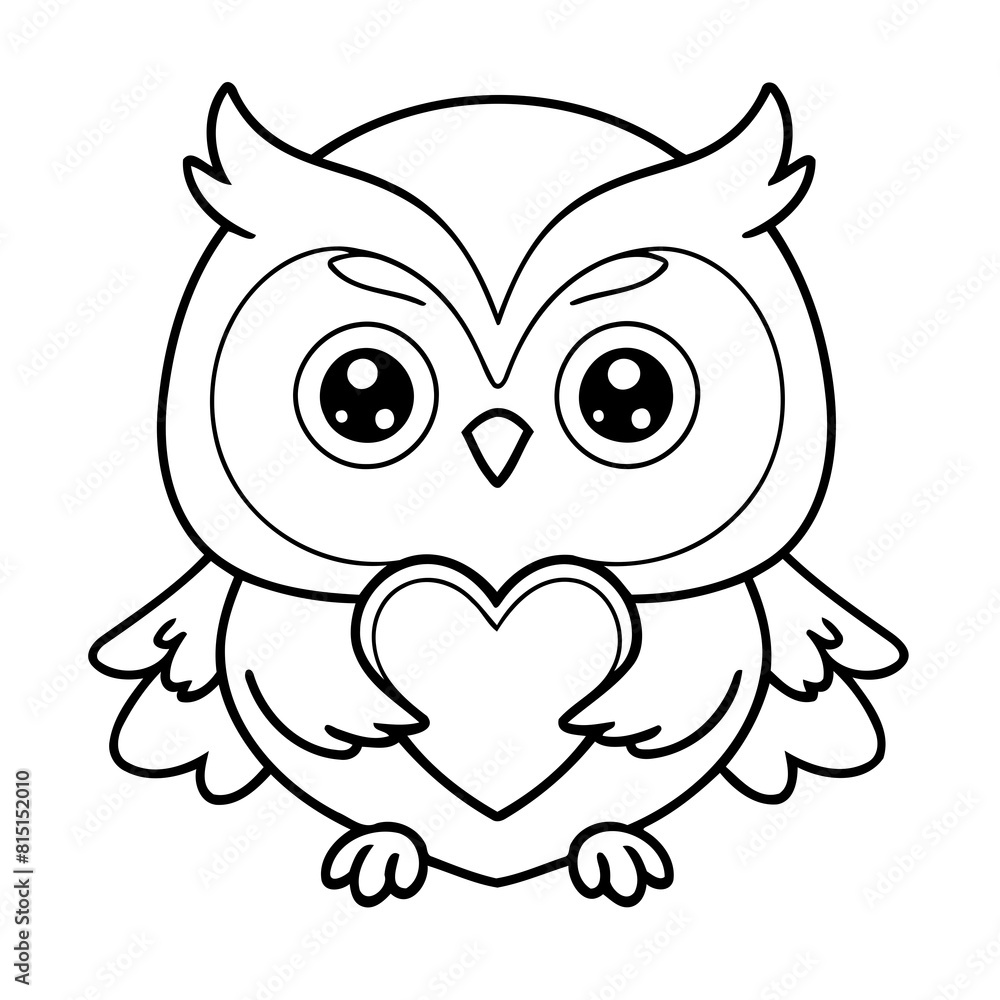Simple vector illustration of Owl doodle for toddlers worksheet Simple vector illustration of Owl doodle for toddlers worksheet