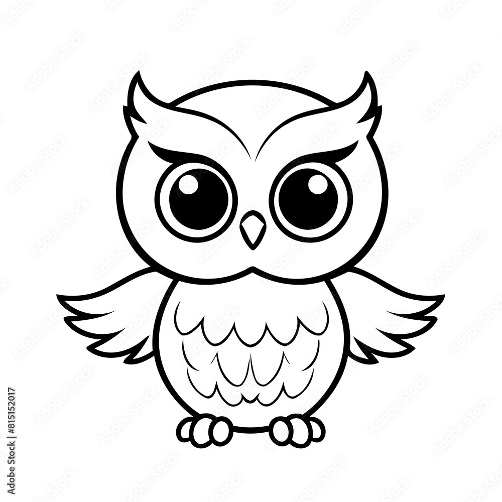 Fototapeta premium Cute vector illustration Owl for toddlers colouring page