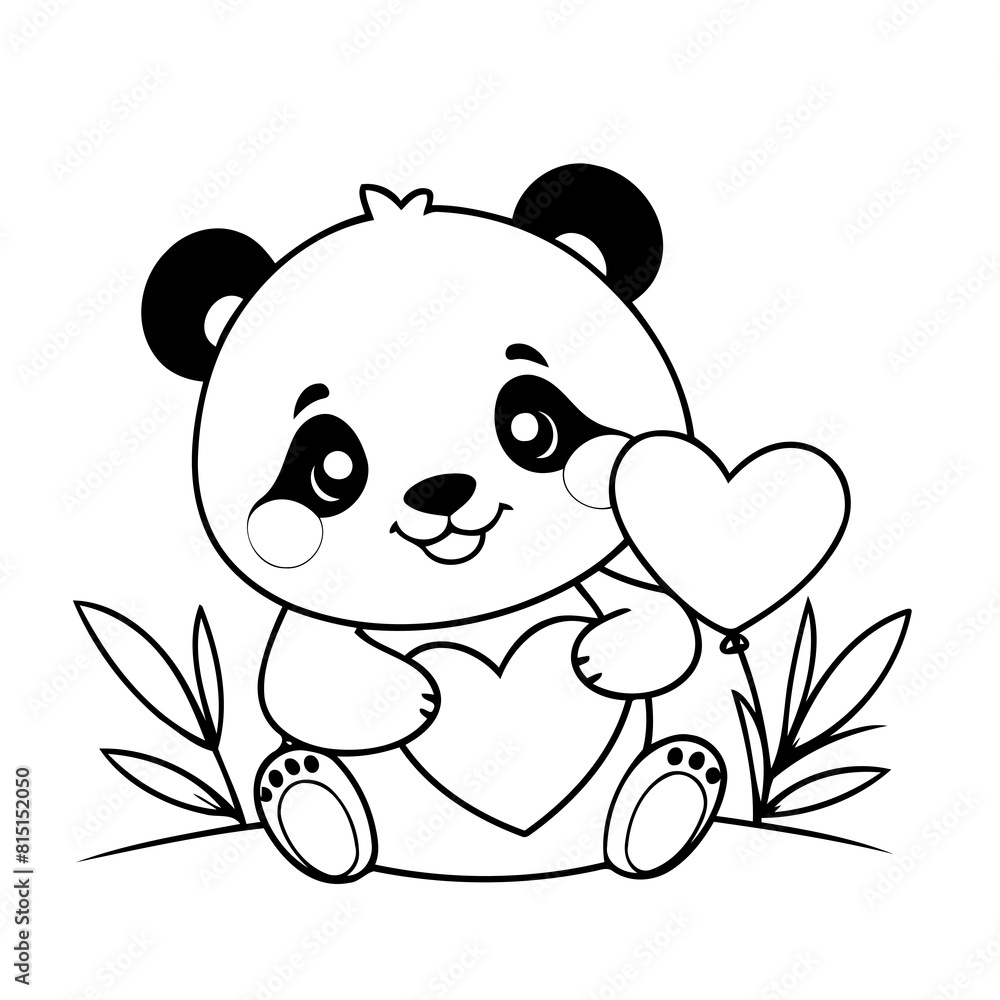 Cute vector illustration Panda hand drawn for kids page Cute vector illustration Panda hand drawn for kids page