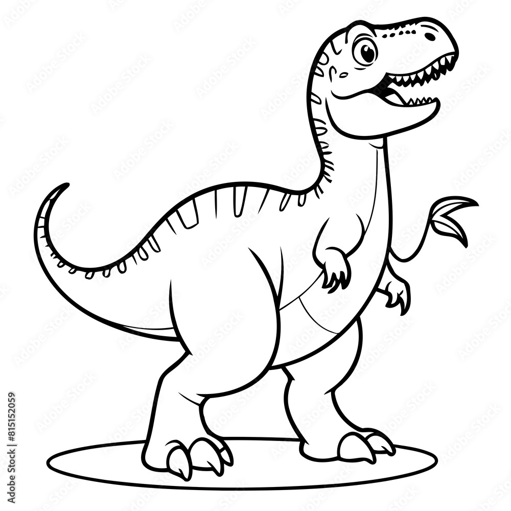 Fototapeta premium Cute vector illustration Allosaurus for toddlers colouring page