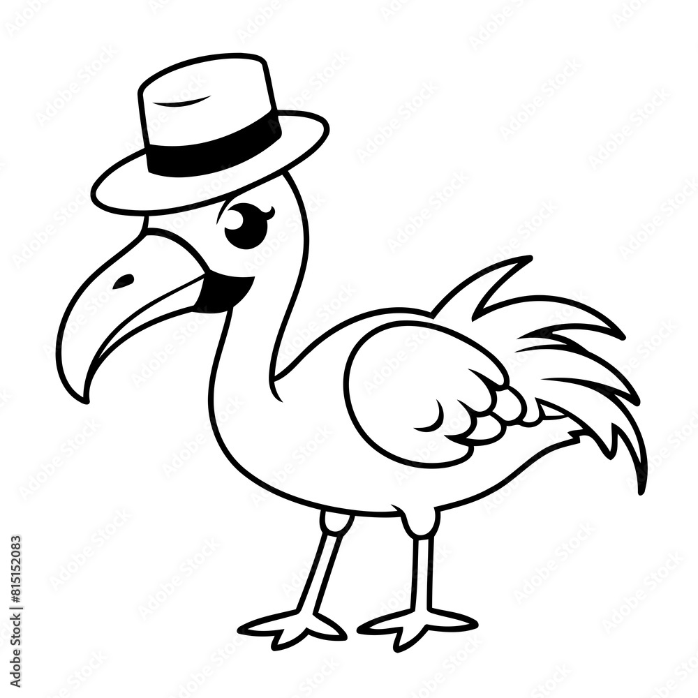 Vector illustration of a cute Flamingo doodle for kids colouring page Vector illustration of a cute Flamingo doodle for kids colouring page