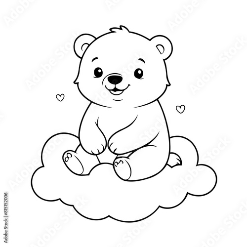 Cute vector illustration Bear for kids colouring page