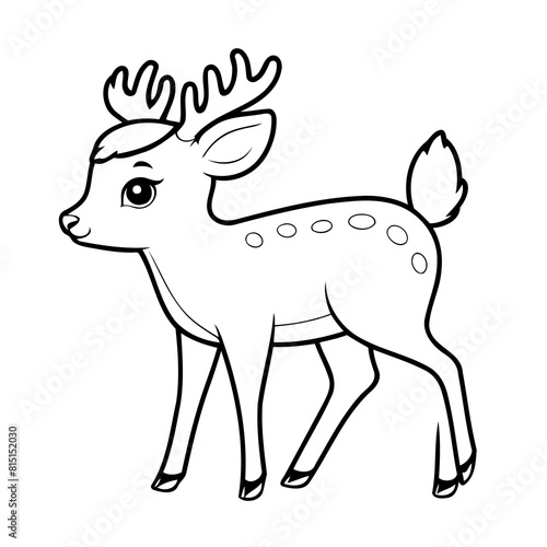 Cute vector illustration Deer drawing for toddlers coloring activity