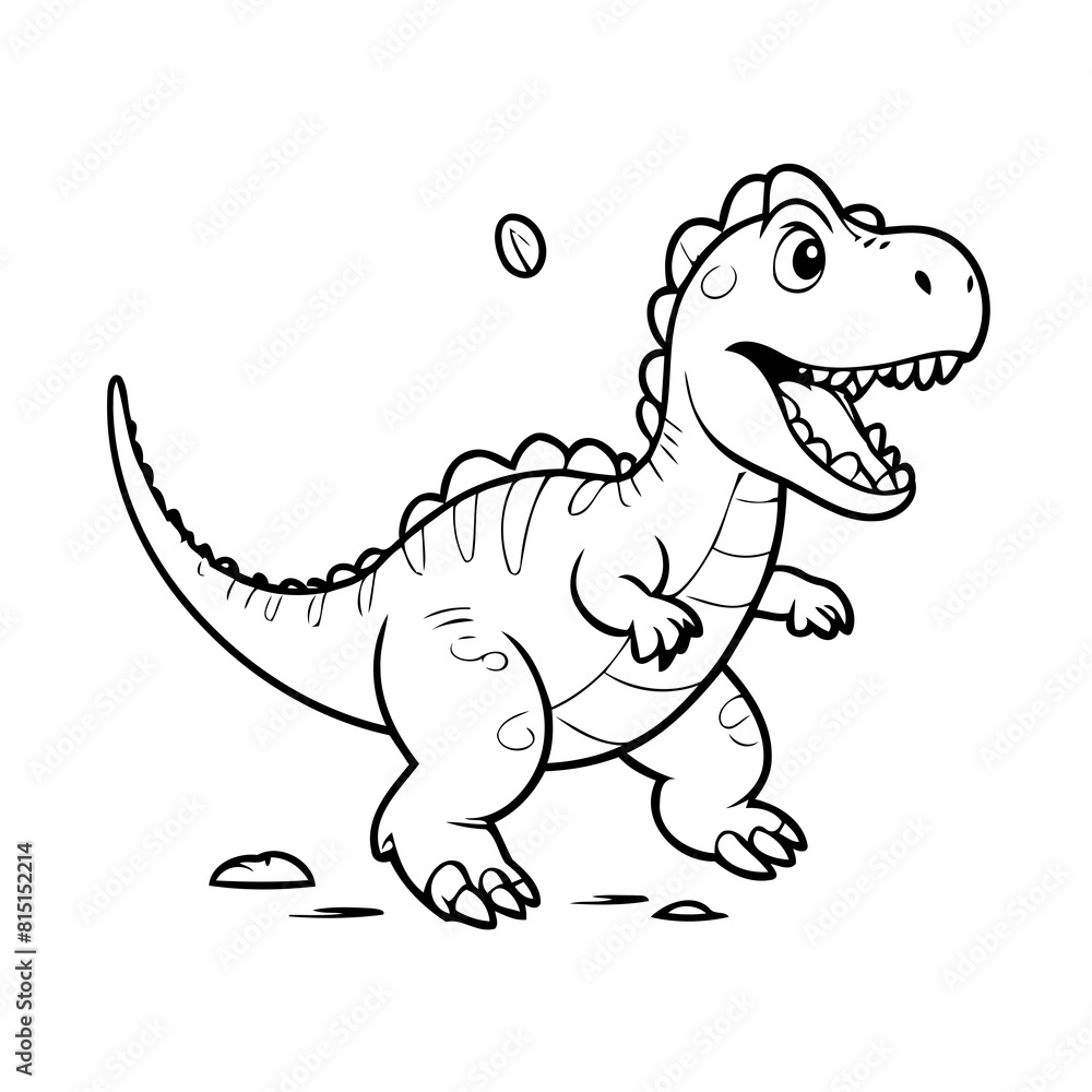 Vector illustration of a cute Spinosaurus doodle for toddlers colouring page Vector illustration of a cute Spinosaurus doodle for toddlers colouring page