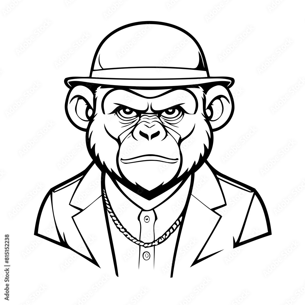 Vector illustration of a cute Gorilla drawing for kids page Vector illustration of a cute Gorilla drawing for kids page