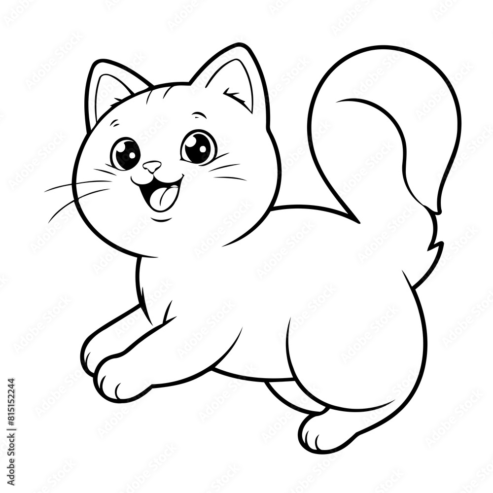 Vector illustration of a cute Cat drawing for kids colouring page Vector illustration of a cute Cat drawing for kids colouring page
